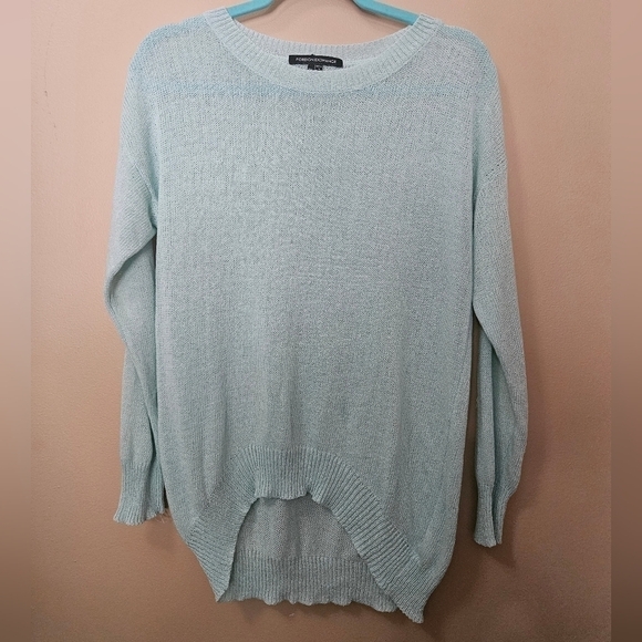 Foreign Exchange Knit Sweater Women's Size M/L Aqua Blue Light lagenlook - Picture 1 of 4